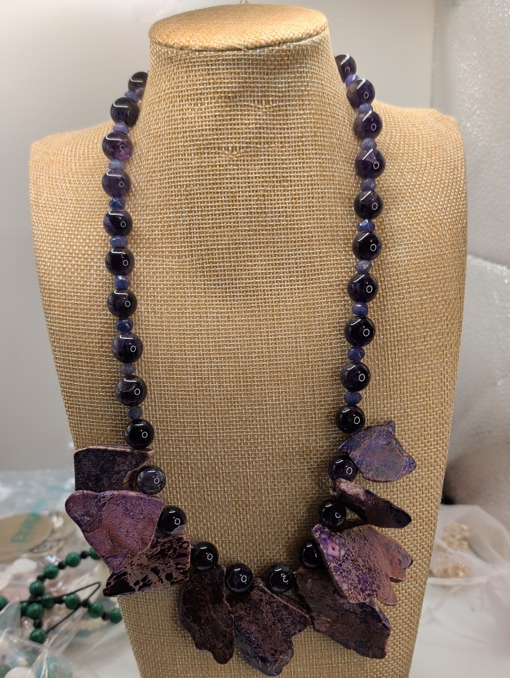 Handcrafted Amethyst Purple Statement Necklace - Women Jewelry